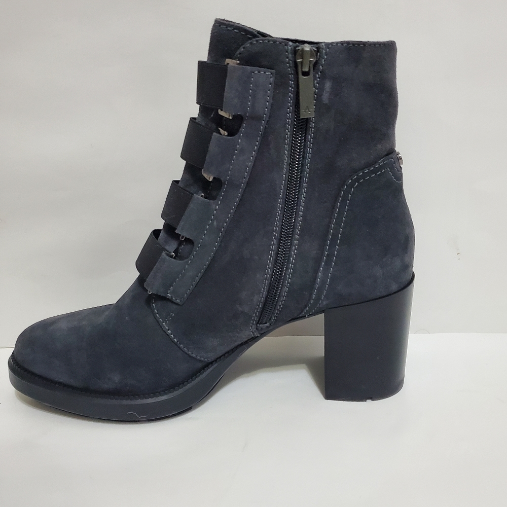 Aqautalia Indira Boot Gray Suede block heel ankle bootie side zip - Picture 9 of 16